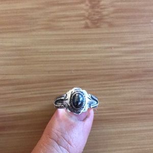 Sterling Silver Vintage Ring Black Stone Sz 4